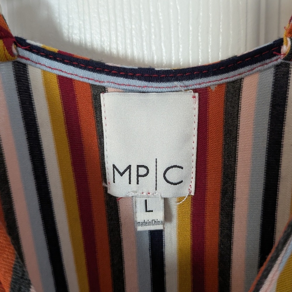 MPC Striped Y2K Maxi Dress Sleeveless Casual Summer Dress Multicolor Size L - Picture 2 of 5